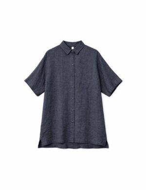 Mazine Kurzarm Hemdblusenkleid aus 100% Leinen