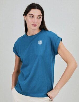Brava Fabrics Asis Percales Daisy Scoop T-Shirt Blau
