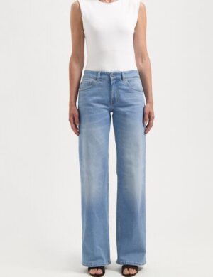 MUD Jeans Damen Jeans Cleo Mid Loose – Light Stone Vintage