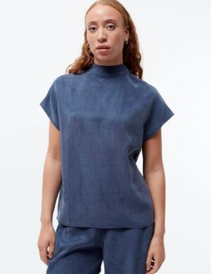 Givn Berlin Kurzarmbluse GBLETIZIA mit Stehkragen aus TENCEL mit Peach-Effekt