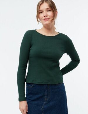 Givn Berlin Longsleeve GBROSA mit U-Boot Ausschnitt aus Bio-Baumwoll Rippjersey