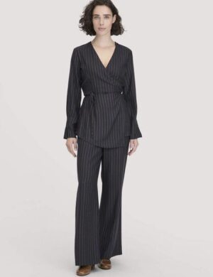 hessnatur Nadelstreifenhose Wide Leg Relaxed aus reiner LENZING ECOVERO Viskose