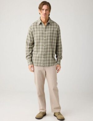 KnowledgeCotton Apparel Flint weite Twill-Hose aus Bio-Baumwolle