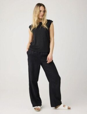 KnowledgeCotton Apparel Posey Wide Mid-Rise Linen Pants