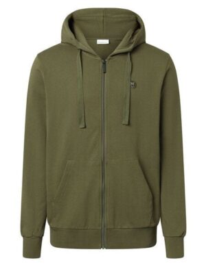 KnowledgeCotton Apparel Zip sweatjacke – Zip Hood Kangaroo Badge Sweat – aus biologisch angebauter Baumwolle