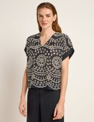 LANIUS Blusenshirt (OCS) mit Stickerei aus Bio-Baumwolle