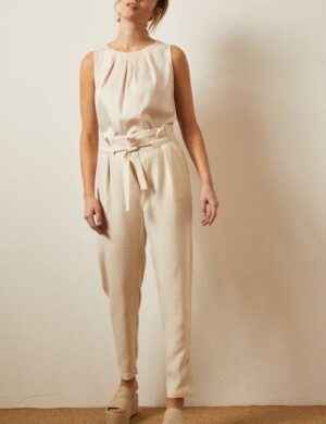 LANIUS Paperbaghose aus Tencel mit Leinen