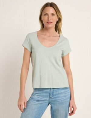 LANIUS Shirt mit tiefem Ausschnit (OCS) aus Hanf und Bio-Baumwolle