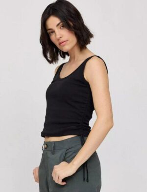 Mazine Ribbed Tank Top w Gathering – aus Biobaumwolle