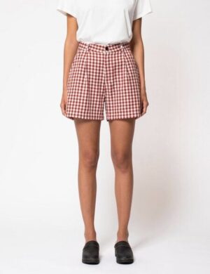Nudie Jeans Damen Shorts WIOLA Checked, Red-White