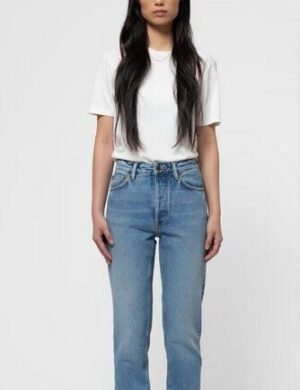 Nudie Jeans Highwaist Jeans – Breezy Britt Blue Rebel – aus Bio-Baumwolle