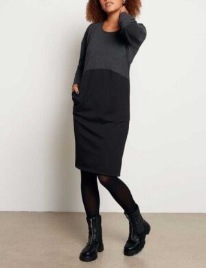 WiDDA berlin Jerseykleid ZWO Grau/Schwarz aus Bio-Baumwolle und recycelten Materialien