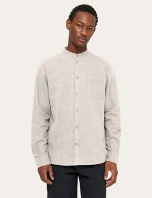 KnowledgeCotton Apparel weiches Flannelhemd – Melangé Flannel Stand Collar Shirt – aus biologisch angebauter Baumwolle