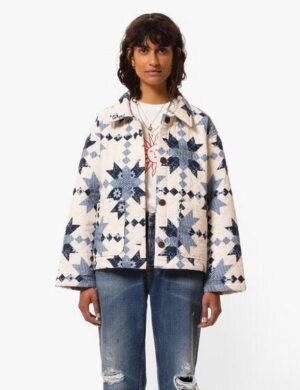 Nudie Jeans Jacke für Frauen – Signe Quilted Cotton – Offwhite/Blue