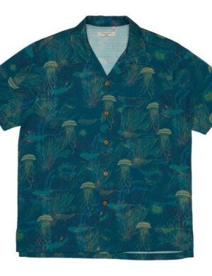 Nudie Jeans Kurzarm-Hemd Arvid Hawaii Deep Sea