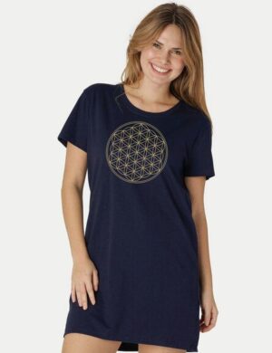 Peaces.bio – handbedruckte Biomode Longshirt Die Blume des Lebens