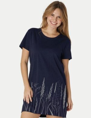 Peaces.bio – handbedruckte Biomode Longshirt Gräservielfalt Damen