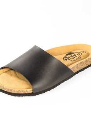 Plakton Vegane offene Damen Sandale BALA mit Korksohle (schwarz)