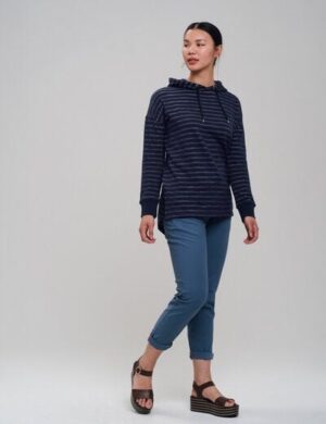 recolution Longfitted Hoodie #STRIPES dunkelblau