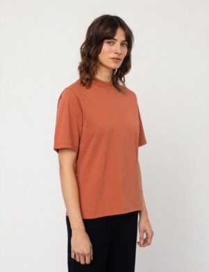 Rotholz Basic T-Shirt mit breitem Kragen Bio Baumwolle