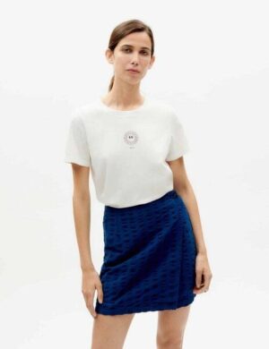 thinking mu Blue seersucker Milena skirt