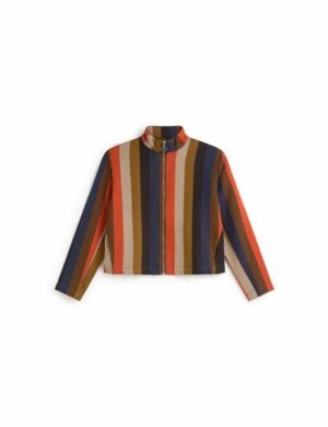 thinking mu Ceci-Streifenjacke mit Reißverschluss