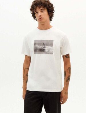 thinking mu Surf T-Shirt snow white aus Bio-Baumwolle