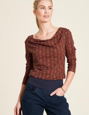 TRANQUILLO Jersey Langarmshirt mit Wasserfallausschnitt (W23C07)