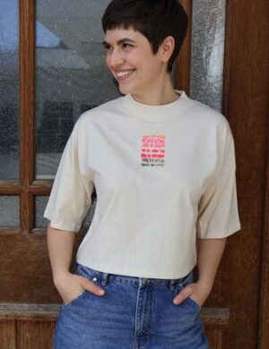 Kultgut Artdesign- Biofair- Flausch-Shirt im Boxistyle / Flower Stripes