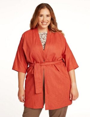 WiDDA berlin Leinenmantel ONO aus Ramie in Koralle