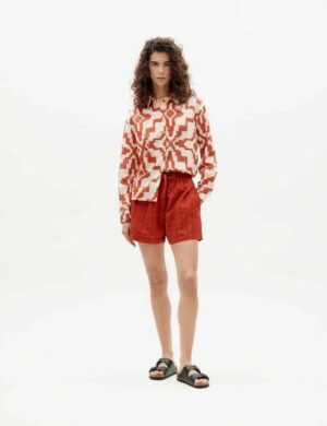 thinking mu Shorts – Big Seersucker Geranio – aus Biobaumwolle