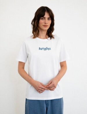 Rotholz Logo Print T-shirt Bio Baumwolle – Weiß