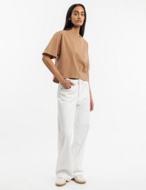 Rotholz cropped T-Shirt – Tonal Check – aus Bio-Baumwolle