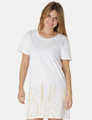 Peaces.bio – handbedruckte Biomode Longshirt Gräservielfalt Damen