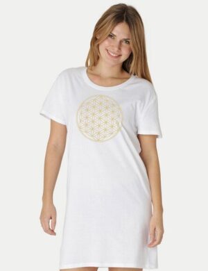 Peaces.bio – handbedruckte Biomode Longshirt Die Blume des Lebens