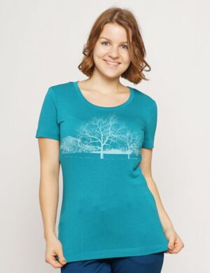 Peaces.bio – handbedruckte Biomode Lieber Wieder Shirt Landscape Damen