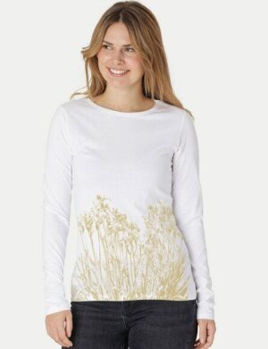 Peaces.bio – handbedruckte Biomode Langarmshirt Damen Mystic Iris