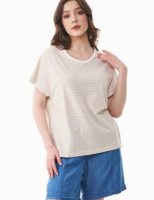 ORGANICATION Gestreiftes T-Shirt aus Bio-Baumwolle und Leinen