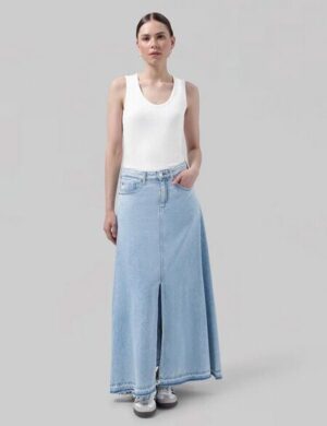 MUD Jeans Langer Jeansrock – Max Flow – aus einem Baumwolle/Leinen Mix