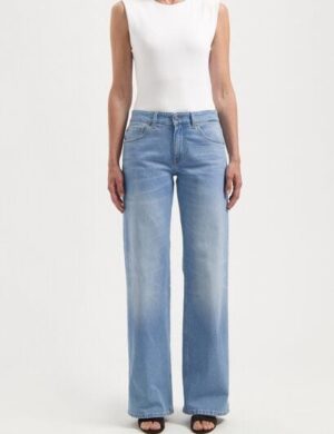 MUD Jeans Damen Jeans Cleo Mid Loose – Light Stone Vintage