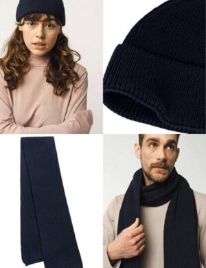 MELA Bundle Kurze Rippstrick Mütze RAFI + Rippstrick Schal NAGNA