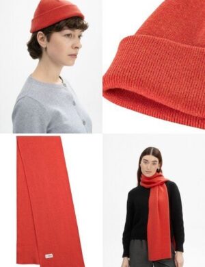 MELA Bundle Feinstrick Mütze kurz LESH + Jacquard Schal ASMEE