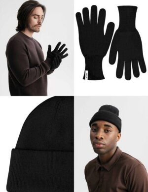 MELA Bundle Feinstrick Mütze HIMMAT + Strick Handschuhe RISHI