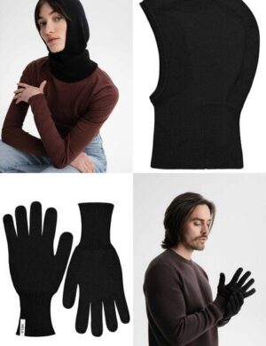 MELA Bundle Feinstrick Balaklava CHARVI + Strick Handschuhe RISHI