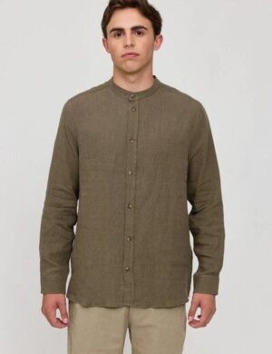 Mazine Stand Collar Hemd aus 100% Leinen