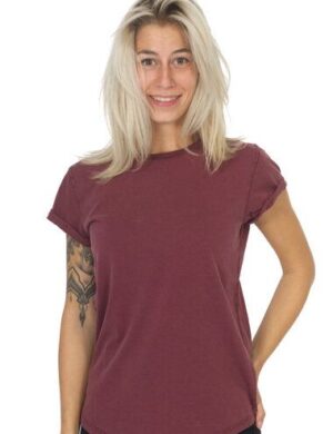 Life-Tree Shirt aus Biobaumwolle für Damen Basic Stone Washed Green/Red/Blue