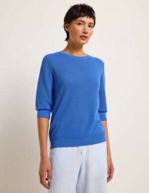 LANIUS Struktur-Halbarmpullover aus Bio-Baumwolle