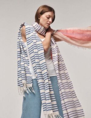 LANIUS Streifenschal aus recycelter Baumwolle und Bio-Baumwolle