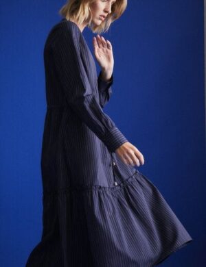 LANIUS Streifenkleid mit Volant aus Bio-Baumwolle