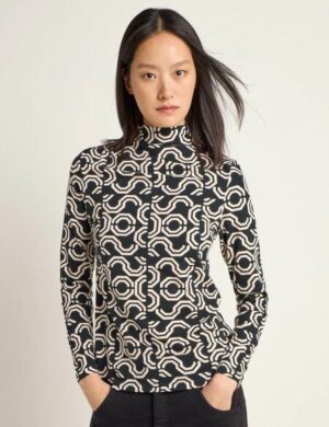 LANIUS Stehkragenshirt mit Kräuseln aus Bio-Baumwolle und Tencel